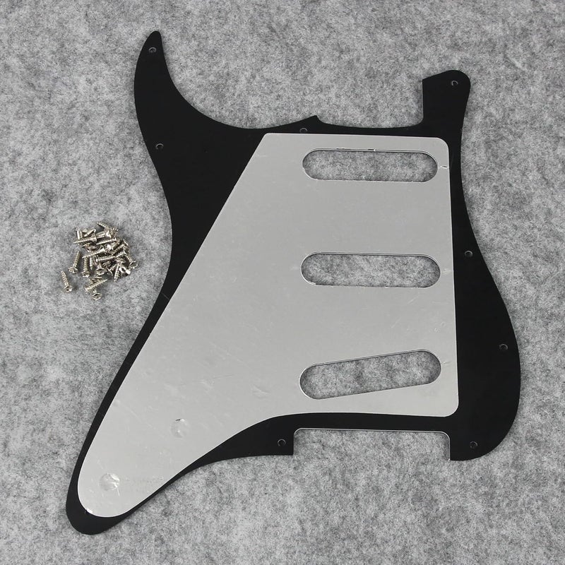 FLEOR 11 Holes ST Style Pickguard SSS Guitar Pickguard Pick Guard Scratchplate with Screws Set,4Ply Black Pearl - Image 4